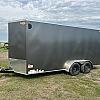 Charcoal 2027 Prairie Road 7'x16' Cargo Trailer Tandem Sport V Nose Charcoal Ramp Door 2x3500 lb Axles at FM Trailer World