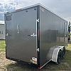 Charcoal 2027 Prairie Road 7'x16' Cargo Trailer Tandem Sport V Nose Charcoal Ramp Door 2x3500 lb Axles at FM Trailer World