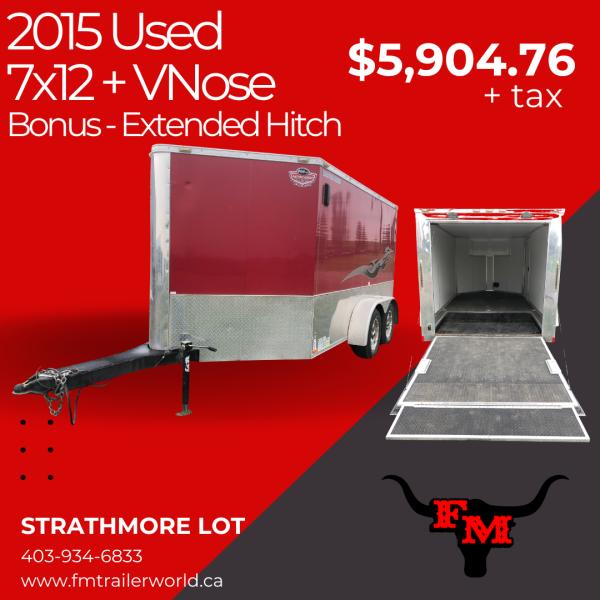 2015 Cargo Mate 7x12 + VNose - 2:3500# Axles w/ Rear Ramp at FM Trailer World