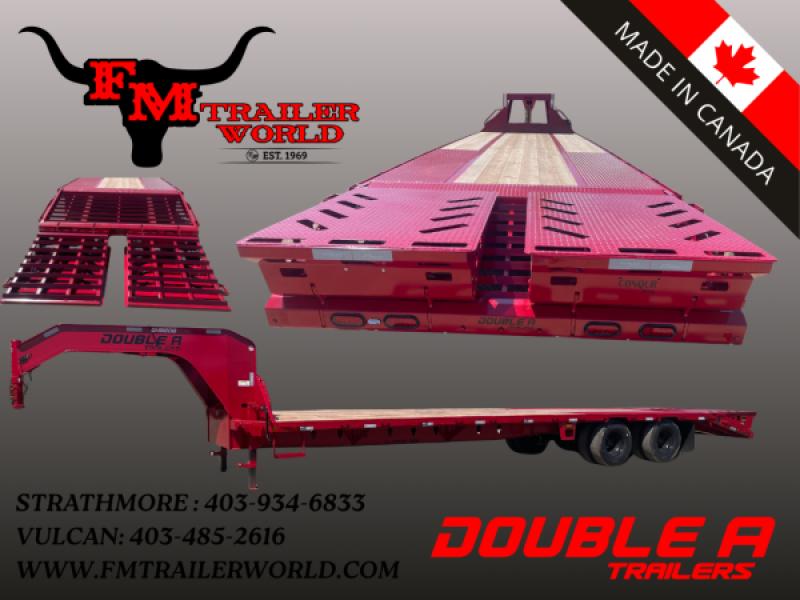 Ansi Grey 2027 Double A 32' Pro Gooseneck Flatdeck Trailer 2x10,000 lb Axles at FM Trailer World