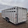 2027 Duralite 8'x25' Trail Drive (25' x96") Aluminum Stock Trailer 48" Wide Side Door 2x8000 lb Axles at FM Trailer World