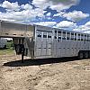 Alum 2027 Duralite 8'x30' Trail Drive (96"x30') Aluminum Stock Trailer 54" Wide Side Door 3x8000 lb Axles at FM Trailer World