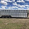 Alum 2027 Duralite 8'x30' Trail Drive (96"x30') Aluminum Stock Trailer 54" Wide Side Door 3x8000 lb Axles at FM Trailer World