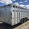 Alum 2027 Duralite 8'x30' Trail Drive (96"x30') Aluminum Stock Trailer 54" Wide Side Door 3x8000 lb Axles at FM Trailer World