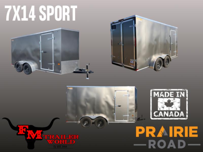 Charcoal 2027 Rainbow Trailers 7'x14' Prairie Road Cargo Sport Trailer Tandem Charcoal Barn - V Nose - 2x3500 lb Axles at FM Trailer World
