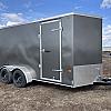 Charcoal 2027 Rainbow Trailers 7'x14' Prairie Road Cargo Sport Trailer Tandem Charcoal Barn - V Nose  - 2x3500 lb Axles at FM Trailer World