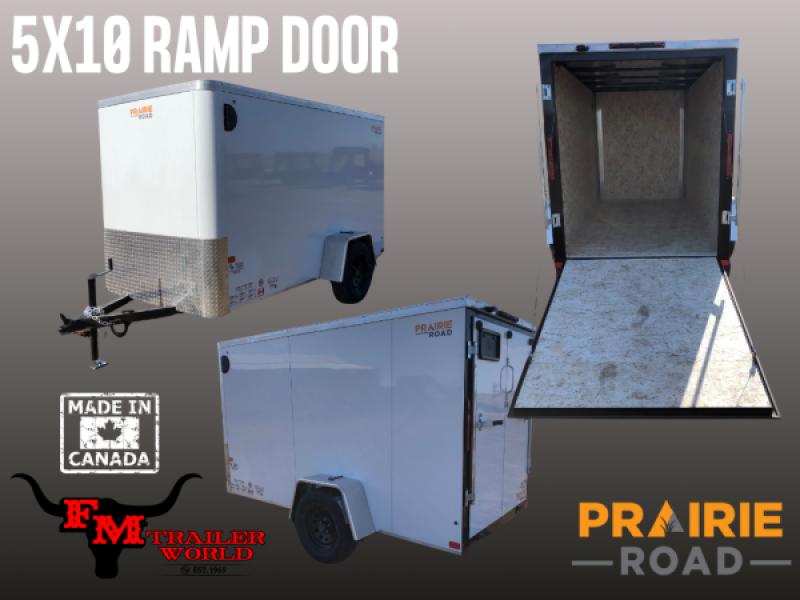 White 2027 Rainbow Trailers 5'x10' Prairie Road Cargo Trailer Single Axle White Ramp Door 1x3500 lb Axle at FM Trailer World