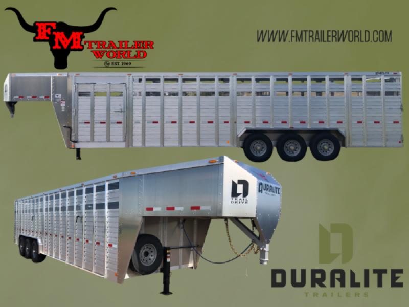 2027 Duralite 7.5x30' Trail Drive (90") Aluminum Stock Trailer Wide Side Door 3x7000 lb Axles at FM Trailer World